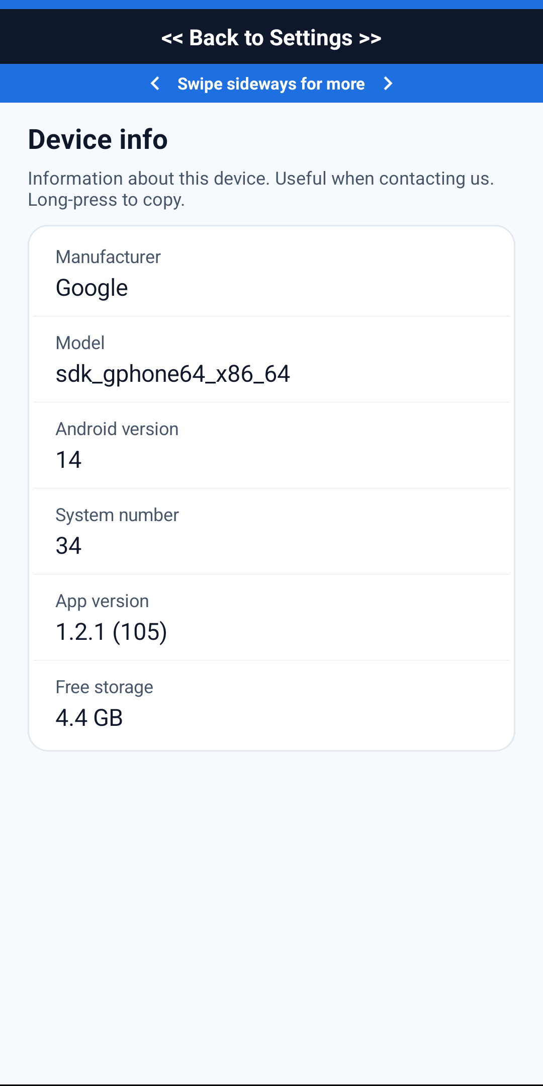 Phone Guardian’s actual Device info screen